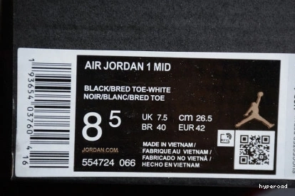 Hyperoad TOE 1 AIR BRED JORDAN MID 0826